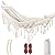 MOSFiATA Backyard Hammock with Tassels Max 500lbs Canvas Fabric Bohemian Style with Thickened Rope and Carry Bag for Outdoor, Garden, Patio, Wedding Decor (White)