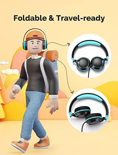 Kids Headphones, KLYLOP Childrens Headphones Wired, 85dB Volume Limited, Lightweight Headphones for Kids, 3.5mm Jack Foldable Toddler Headphones for Boys Girls Kids Gift School/Travel/Tablet/Kindle/PC