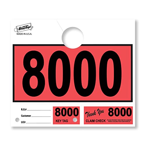 Versa-Tags Red 3-Part Dispatch Hang Tags, 1000 Count, 8000-8999