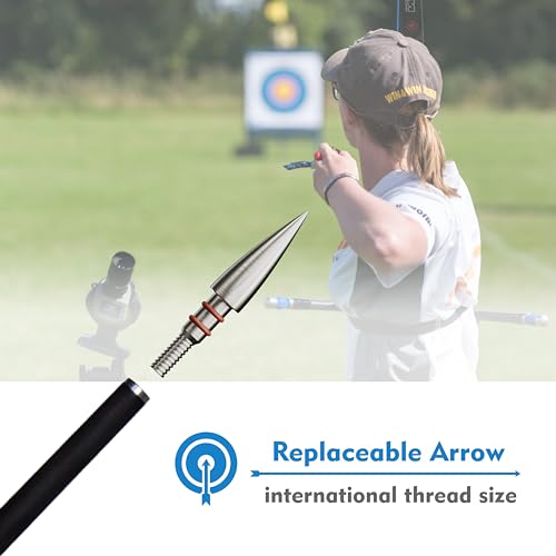 12pcs Archery Arrow Tips 100/125/150/200 Grain Field Tips 5/16 Inch, Stainless Steel Screw in Bullet Points, Archery Target Crossbow Practice Tip for Recurve Bow, Compound Bow, Hunting Bow