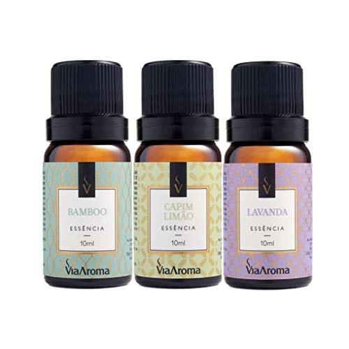 Kit 3 Essências Via Aroma 10ml (Bamboo, Capim Limão e Lavanda)