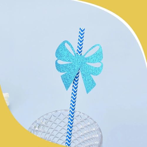 Pitillos de papel azul con moño ecológicos 24 piezas miniatura 3