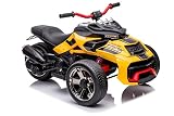 TRIMOTO Infantil Amarilla de 24V, Cuero, EVA, 2,4 GHz RC, NIÑOS DE 3 A 8 AÑOS