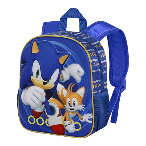 Sonic The Hedgehog - SEGA Zaino 3D Piccolo, 26 x 31 cm, Capacità 8.5 L, Blu Tails