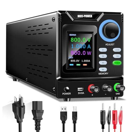 NICE-POWER DC Power Supply Variable, 0-800V 0-1A High Voltage Programmable Adjustable Regulated Bench Power Supply with Memory Storage, Encoder Knob, Output Switch, Lock Button, PC Software