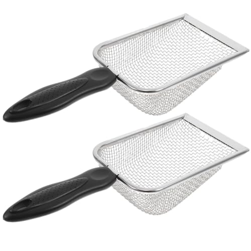 metal sand sifting shovel shell shovel for beach 2pcs black stainless steel with mesh filtration for filters fine sand and recovers intact shells