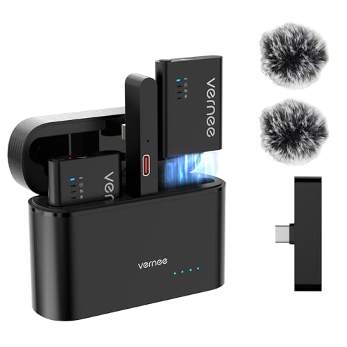 Vernee M1 Wireless Lavalier Microphone For Iphone/Ipad/Android Lapel Mini Microphone With 68H Battery, Noise Cancellation, 164Ft Transmission cover