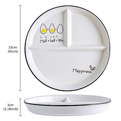 OnePine Healthy Eating Plate Ceramic, Balance Diet Plate, Portion Control Plates for Adults Weight Loss Diameter: 23cm/9 inch - Image 2