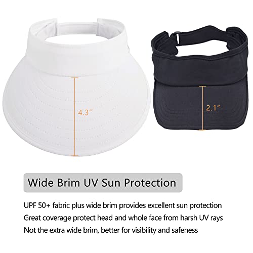 Wide Brim Womens Sun Hat, 2 In 1 Zip-Off Sun Protection Visor Beach Hat For Women, Packable Golf Hat, White #TOP2