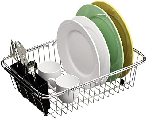 TESOT Adjustable Over Sink Dish Rack Stainless Steel Dish Drying Rack On Counter or in Sink, Rustproof