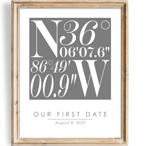 DREAM BIG PRINTABLES Personalized Coordinates Art Print | Personalized with Your Location, Date and Message | Gift for Weddings, Valentine's Day, Anniversaries, Christmas, and more!