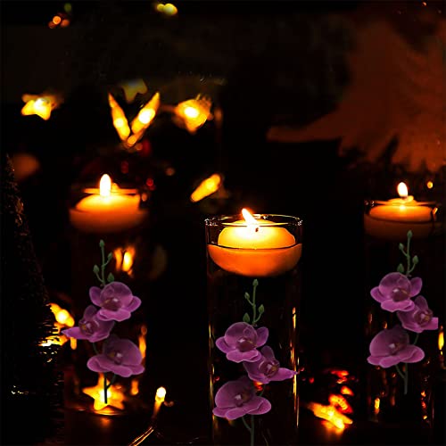 Lardux Fake Flowers For Floating Candles Centerpiece - 12 Pcs Orchid Flower Stem Vase Fillers For Wedding Dinning Table Party Home Decoration - Purple #TOP5