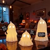 FORUP Halloween Ghost Decor, Set of 3 Lighted Cute Ghost for Halloween Indoor Home Table Decorations