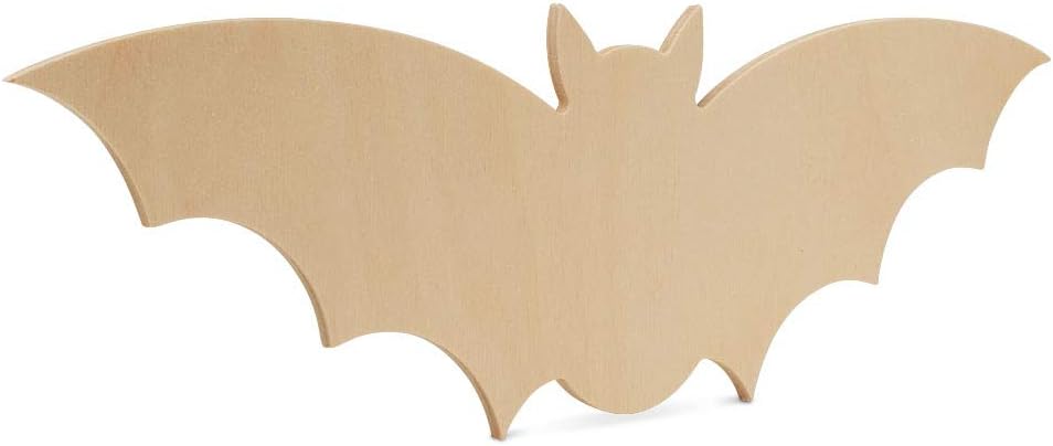 Wood Bat Cutouts 16 x 5-1/4 Inch, Pack of 3 Fall Unfinished Wood Cutouts to Paint and Display, DIY Halloween Décor, by Woodpeckers