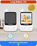 HelloBaby Baby Monitor No WiFi, 4" IPS Screen, 2800mAh Battery (26H ECO), Video Baby Monitor with Camera and Audio, Pan-Tilt-Zoom, Infrared Night Vision, Temperature Sensor, 8 Lullabies & 1000ft Range