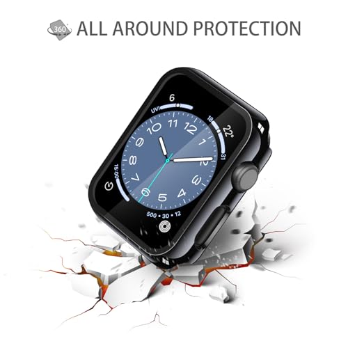 Image of Misxi Case with Screen Protector for 42mm Apple Watch Series 3 /2 | 2-Pack Cover with Tempered Glass for 3 /2, Scratch Resistant Sensitive Touch Protection, Jet Black