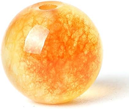 100Pcs Natural Stone Beads 8mm Orange Jasper Round Loose Gemstone Energy Healing Beads Hole Size 1mm DIY Smooth Beads for Bracelet Necklace Earrings Jewelry Making