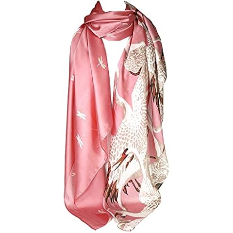 GFM® Silk Feeling Summer Scarf in Cranes Designs (SA)(Cranes-Baby Pink) Cover
