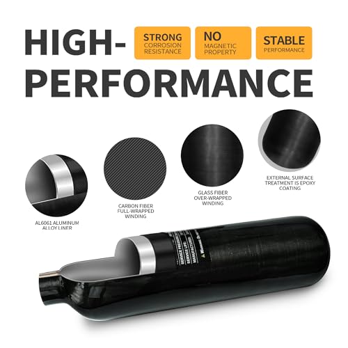 TUXING 4500Psi Carbon Fiber Air Tank 1.1L 67Cu in 1100cc Pcp HPA Bottle, Gas Cylinder, Sacuba Tank, Paintball Hunting for PCP Air Rifle Gun Daystate and FX Thread M18 * 1.5 - Image 6