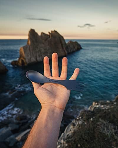 Lifeventure Superlight Titanium Spork With Serrated Cutting Edge And Storage Pouch  Ideal For Camping Or Travel