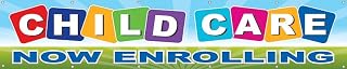 4LessCo 2x10 Feet CHILD CARE NOW ENROLLING Banner Store Sign Fabric Polyester With Grommets bgb