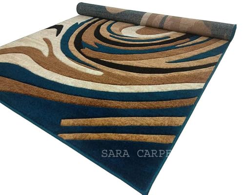 Image of Soft Thick Geometric Acrylic Washable Anti Skid Carpet. for Living Room Bedroom. Hall Size 9 x 12 feet (150X210 Cm) RED D10