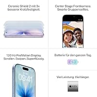 Apple iPhone 17 512 GB: 6,3" Display mit Promotion, A19 Chip, Center Stage Frontkamera für Smarte Gruppenselfies, Verbesserte Kratzfestigkeit, Batterie für den ganzen Tag; Schwarz – Ansicht 5