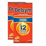 Delsym 12 Hour Cough Medicine for Adults,Powerful Relief for 12 Hours,Cough Suppressant Liquid with Extended-Release Dextromethorphan,Orange Flavor,5 Fl Oz,(Pack of 2)
