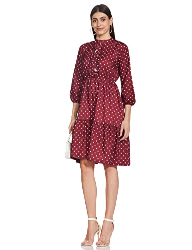 Image of OM SAI LATEST CREATION Women's Sleeveless Flare Cut Dress | Ruffled Slit Mini | A-Line V-Neck Crepe Dress