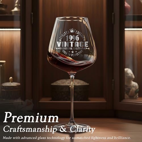 Crystal Burgundy Wine Glasses Cup Red Long Stem White Personalized Cute Large Gifts Women 30th Birthday for Her 30 Years Old Best Vintage 1996 Funny Cool Friend Gift Unique Birthday Party Decorations by MNZZ - Used condition - Image 2
