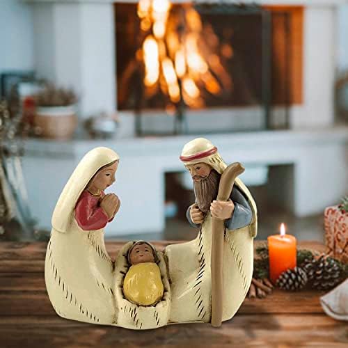ENNAS 2.56 Inch Tall Miniature Holy Family Nativity Figurine Tabletop Scene Decoration