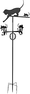 Wind Direction Vane, Cat Mouse Wear Resistant Wrought Iron Exquisite Weather Vane with Ground Insertion Rod for Garden Decoration