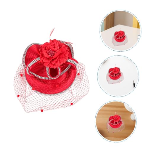 Fascinateur rouge mariage clip solide coiffure robe de fête - 7