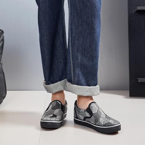 Image of yageyan Mens Slip on Sneakers Loafers Shoes Canvas Black Shoes Canvas Blue Casual Fashion Shoes