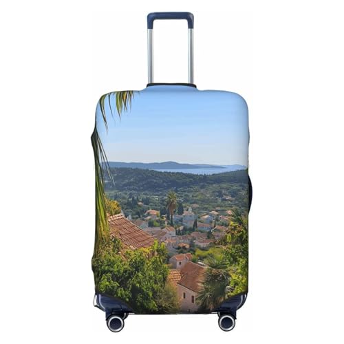 Street Scenery Elastic Travel Luggage Cover, Washable Spandex Suitcase Protector, Anti-Scratch Fits 18-32 Inch