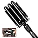 Produktbild Lockenstab, MTRIP 3 Dreifache Fässer Lockenstab Haarwickelzange Hair Waver Pearl Waving Lockenwickler, Wellenstyler Turmalin Keramik Digitale Temperaturanzeige (25mm, Schwarz)