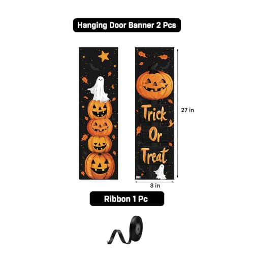 Image of Party Propz Door Hanging Banner For Halloween Decoration items - 3 Pcs Pumkin And Trick Or Treat Printed Hanging Door & Wall Decorations For Halloween Decor, Home Decor Indoor & Outdoor (Cardstock)