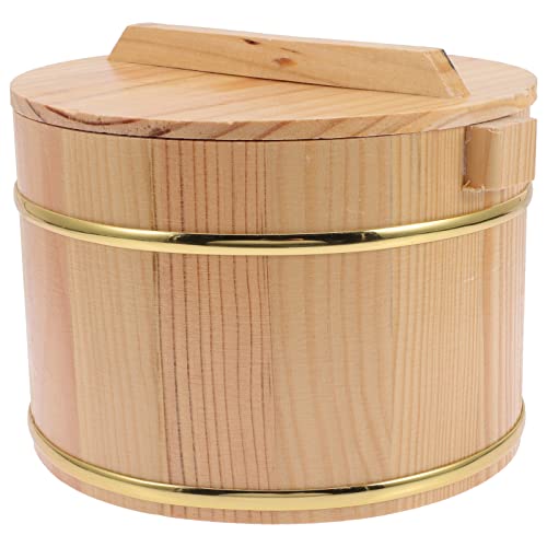 Alipis Tina De Madera Para Mezclar Arroz De Sushi Hangiri Sushi Oke Con Tapa Cubo De Madera Japonés Para Arroz Al Para Restaurante De Sushi De 20Cm