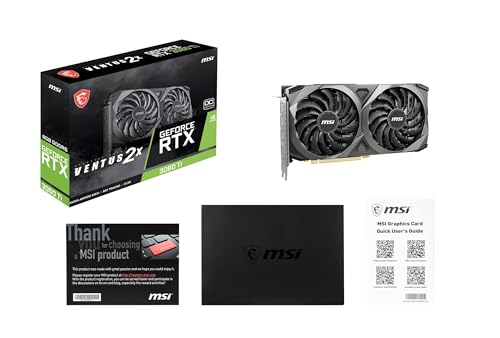MSI GeForce RTX 3060 Ti Ventus 2X 8G OCV1 LHR, 1695Mhz 256-bit 14 Gbps PCIE 4.0, Tarjeta gráfica Gaming 4719072852061