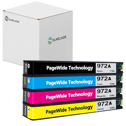 Image of 4-Pack 972A Ink Cartridge Combo Pack Replacement for HP 972 972A Ink Cartridges Compatible with HP PageWide Pro 477dw 577dw 377dw 477dn 452dn Printers(Black Cyan Magenta Yellow)