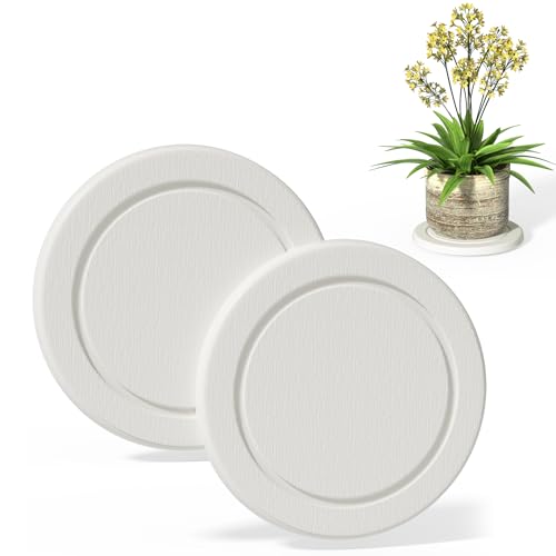 Creproly Diatomaceous Earth Plant Saucer, Round Pot Saucers, 2 Pcs 10 Inch