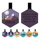 GoTags Silent Dog Tag, Personalized Engraved Hexagon Silicone Dog and Cat Name Pet ID Tags, Soundless No More Jingling Dog Tags (Mountain Purple)