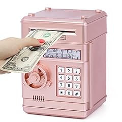 Thedttoy Ampio Elettronico Salvadanaio per Bambino, Password Salvadanaio Elettrico Mini ATM, Piggy Bank Digitale Cassaforte Giocattolo, Regalo di Compleanno per Bambini Bambina 3+ Anni (Oro Rosa)