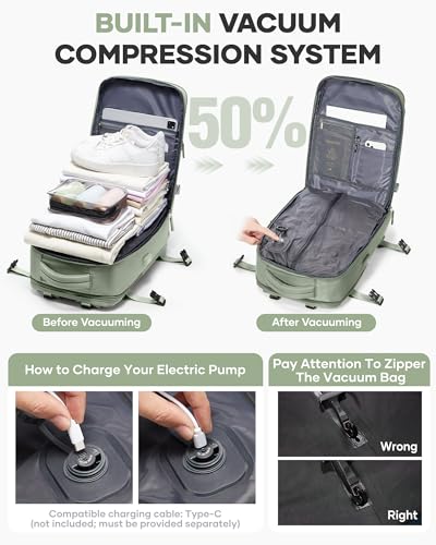 Image of coofay Vacuum Backpack Travel with Pump Vacpack Travel Backpack with Vacuum System Mochila de Viaje Compresion al Vacio Easyvacpack Airbag Backpacks for Traveling Carry on Luggage