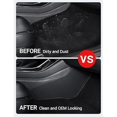 BASENOR Upgrade Center Console Side Anti-Kick Mats for Tesla Model 3 2017-2023 Waterproof & Dust Resistant Protector Cover Leather Pad Interior Accessories 2PCS (Not Compatible with 2024+ Model 3)