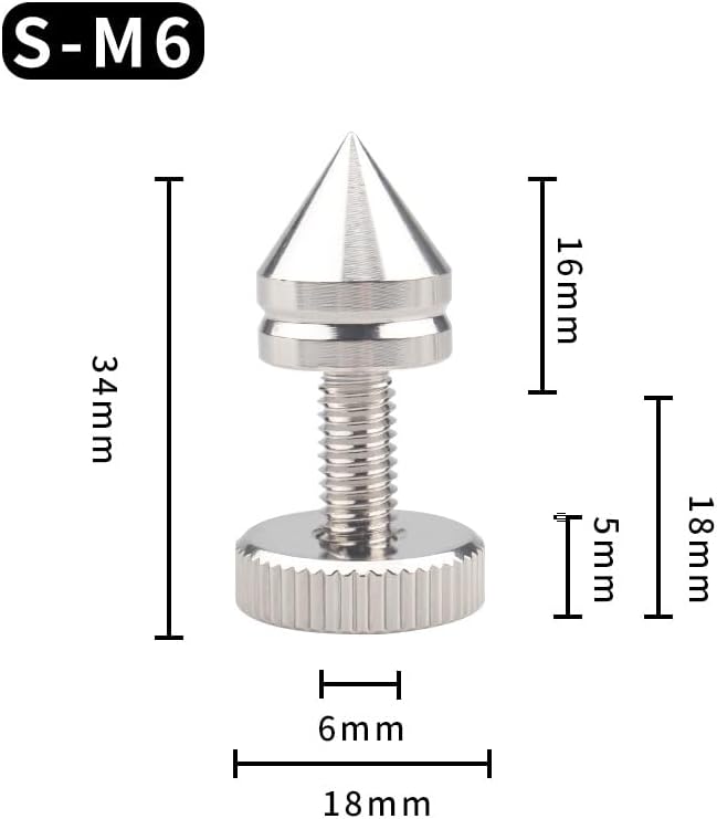 4PCS M6 M8 HiFi Audio Speaker Amplifier Spikes Pure Copper Rhodium Plated Shock Pad Speakers Repair Parts Foot Nails/Pads Stand(4PCS SM6 Foot Nails)