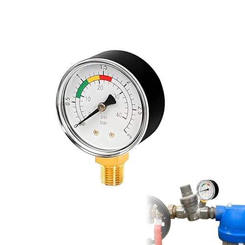 Manometro di precisione 0-3 Bar per acqua e gas, connessione 1/4 BSPT, robusto misuratore di pressione per piscine, laghetti e filtri a sabbia