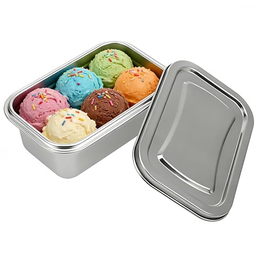 chhcjqyyf Ice Cream Containers 7.87x5.12x3.15in Household Food StorageReusable Ice Cream Canteen with Lids for Homemade Ice Cream Freezer Food Keeper