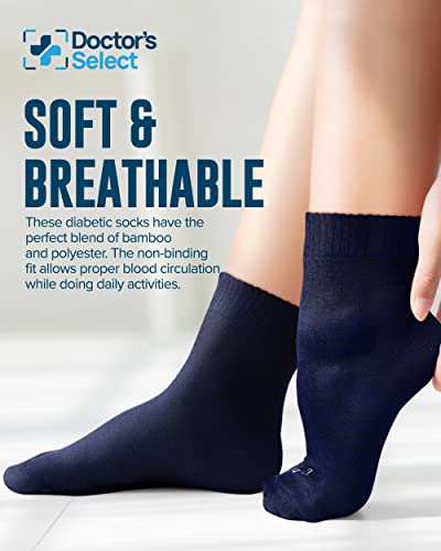 Doctor's Select Bamboo Diabetic Socks Women & Men - 4 Pairs Ankle Length Non Binding Womens Diabetic Socks | Bamboo Socks Womens | Extra Wide Loose Seamless Toe Diabetes Socks #TOP3