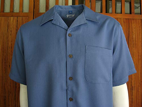 Good Life Men's Cabana Camp Shirt Relaxed Fit Solid Short Sleeve (Xl, Steel Blue) #TOP1